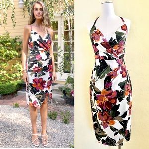Adelyn Rae Pink Asymmetrical Ruched Wrap Dress
